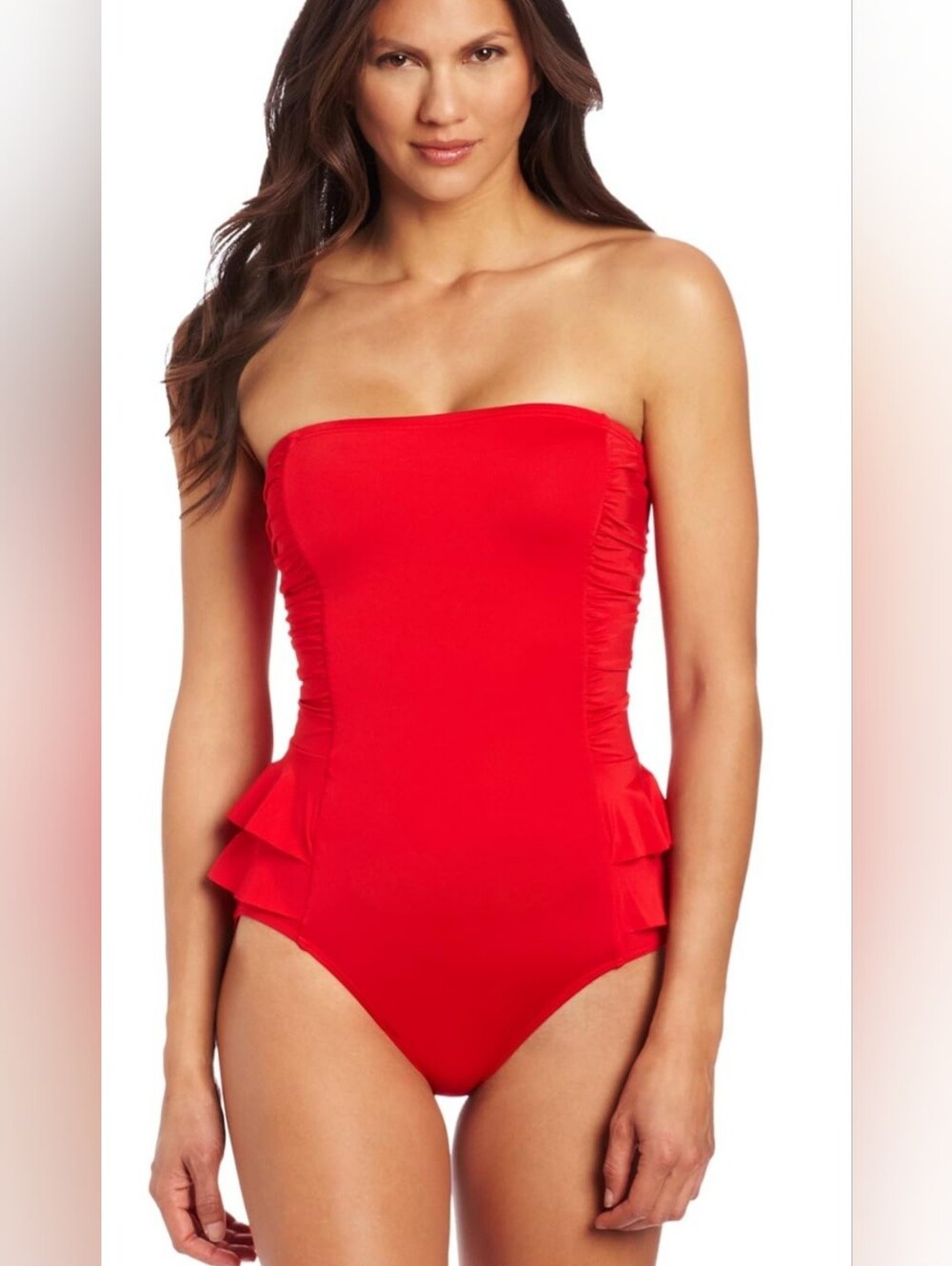Jantzen Red One-Piece Swimsuit with Ruffle Detail Size 16